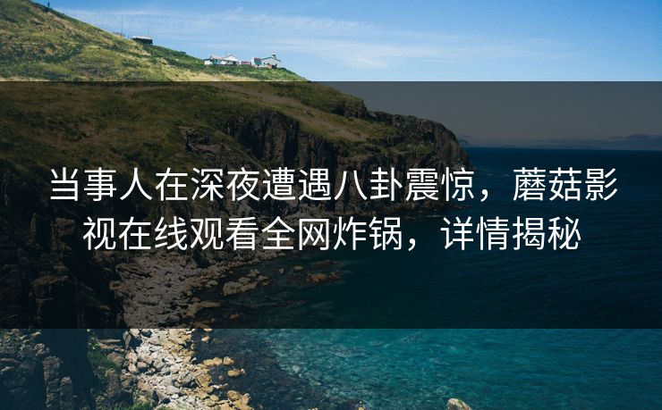 当事人在深夜遭遇八卦震惊，蘑菇影视在线观看全网炸锅，详情揭秘