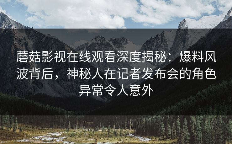 蘑菇影视在线观看深度揭秘：爆料风波背后，神秘人在记者发布会的角色异常令人意外