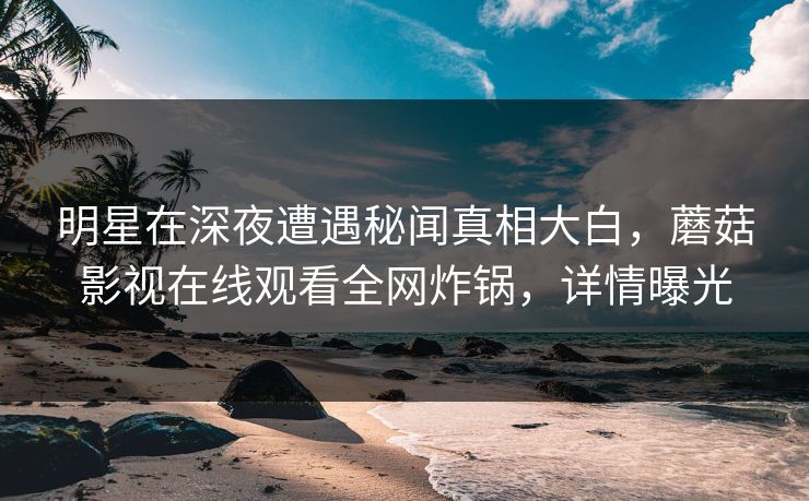 明星在深夜遭遇秘闻真相大白，蘑菇影视在线观看全网炸锅，详情曝光