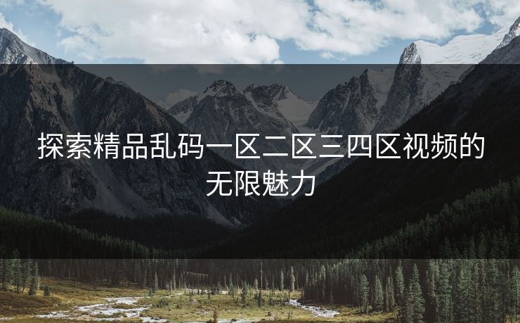 探索精品乱码一区二区三四区视频的无限魅力