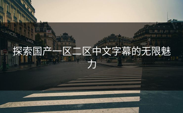 探索国产一区二区中文字幕的无限魅力