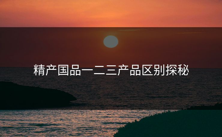 精产国品一二三产品区别探秘