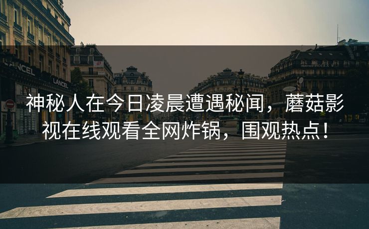 神秘人在今日凌晨遭遇秘闻，蘑菇影视在线观看全网炸锅，围观热点！