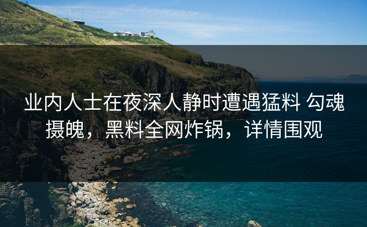 业内人士在夜深人静时遭遇猛料 勾魂摄魄，黑料全网炸锅，详情围观